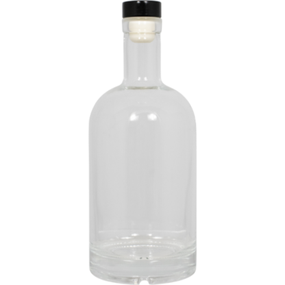 Spirit Bottle | Glass Liquor Bottle | Clear | 750 mL | Synthetic Cork Stopper Included | Single