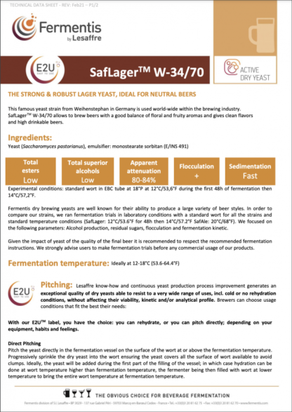 Fermentis SafLager™ W-34/70 100g - Image 2