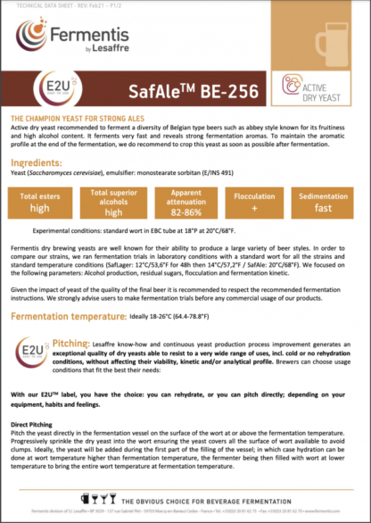 Fermentis SafAle™ BE-256 Abbaye Ale Yeast 11.5g - Image 2