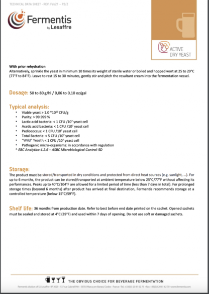 Fermentis SafAle™ BE-134 11.5g - Image 3