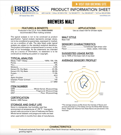 Briess 2-Row Brewers 1.8L 1lb - Image 2